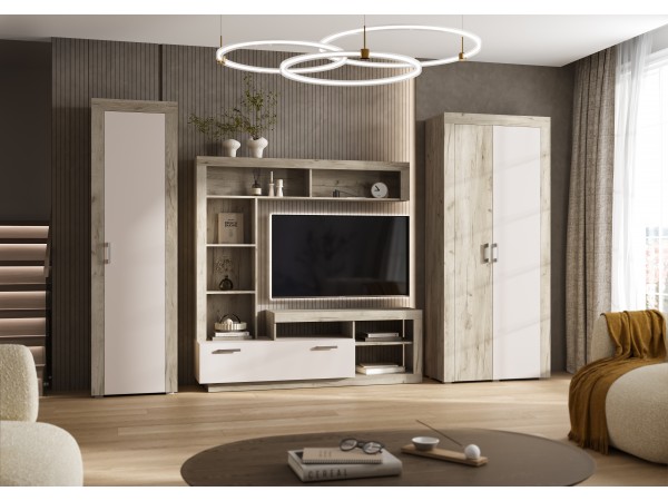 Ангара Шкаф 2-створчатый Кашемир, Дуб Крафт Серый