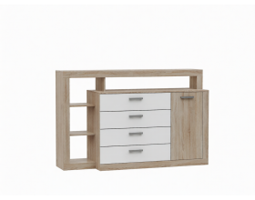 Ангара Комод 2УПК Белый глянец/Дуб сонома, Дуб сонома
