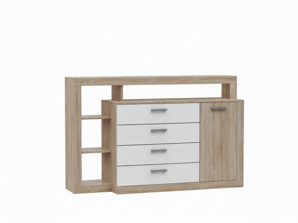 Ангара Комод 2УПК Белый глянец/Дуб сонома, Дуб сонома