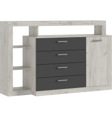 Ангара Комод 2УПК Графит/Дуб Крафт Белый, Дуб Крафт Белый