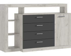 Ангара Комод 2УПК Графит/Дуб Крафт Белый, Дуб Крафт Белый