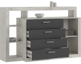 Ангара Комод 2УПК Графит/Дуб Крафт Белый, Дуб Крафт Белый