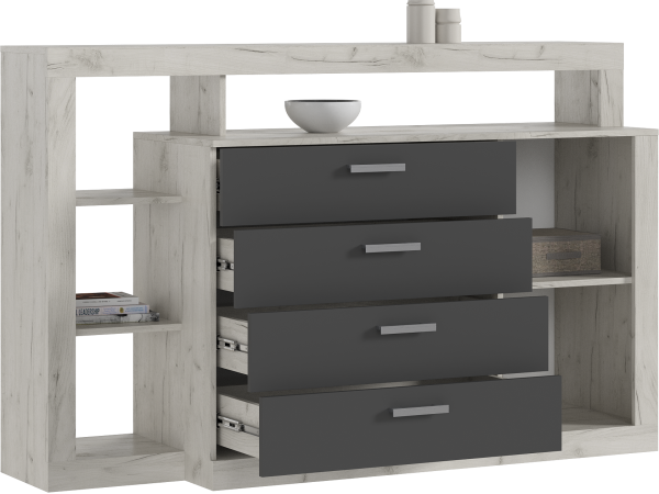 Ангара Комод 2УПК Графит/Дуб Крафт Белый, Дуб Крафт Белый