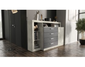 Ангара Комод 2УПК Графит/Дуб Крафт Белый, Дуб Крафт Белый