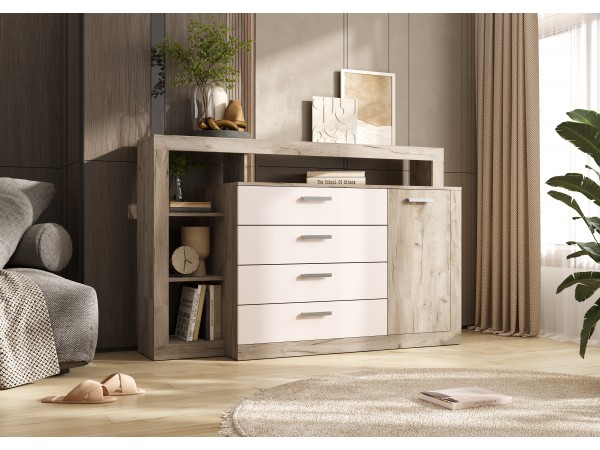 Ангара Комод 2УПК Кашемир/Дуб Крафт Серый, Дуб Крафт Серый