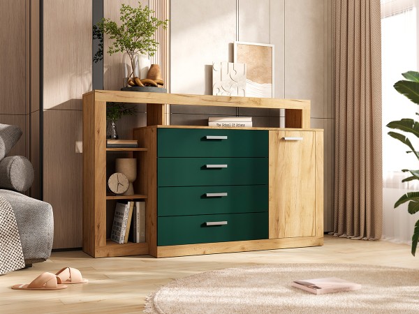 Ангара Комод 2УПК Изумрудный/Дуб Крафт, Дуб Крафт