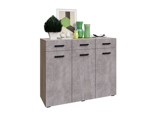 Нэнси New Комод 3д+3ящ Бетон светлый, Сонома