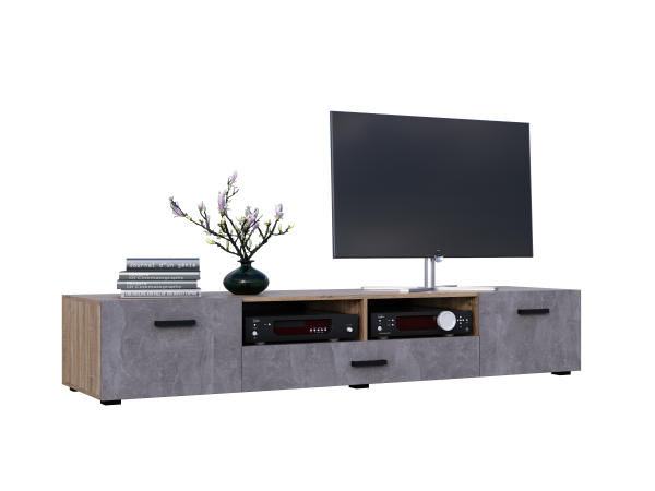 Нэнси New Тумба ТВ 2дв+1ящ Бетон светлый, Сонома
