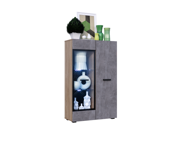 Нэнси New Шкаф-витрина Бетон светлый, Сонома