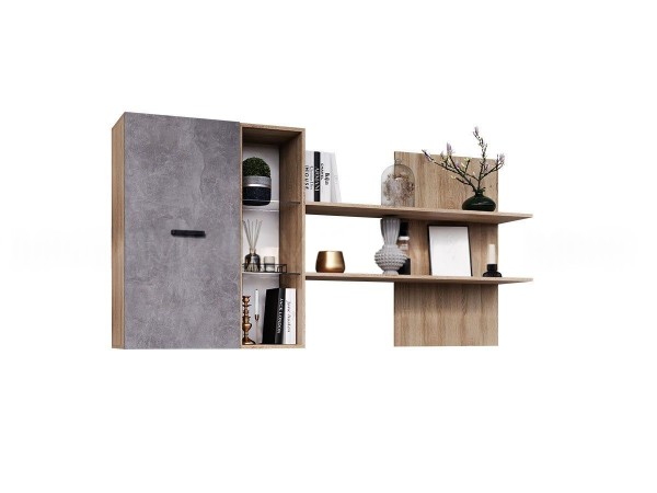 Нэнси New Шкаф навесной с полкой Бетон светлый, Сонома