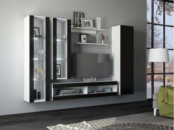 Гостиная Флорис Вариант №1 Пластер Блэк, Белый