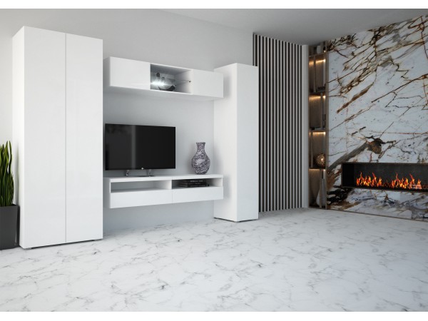 Гостиная Флорис Вариант №2 Белый Глянец, Белый