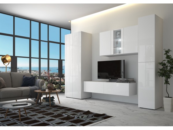 Гостиная Флорис Вариант №3 Белый Глянец, Белый