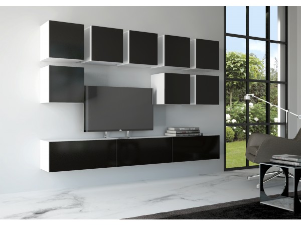 Гостиная Флорис Вариант №4 Пластер Блэк, Белый