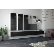 Гостиная Флорис Вариант №5 Пластер Блэк, Белый