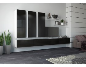 Гостиная Флорис Вариант №5 Пластер Блэк, Белый
