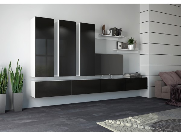 Гостиная Флорис Вариант №5 Пластер Блэк, Белый