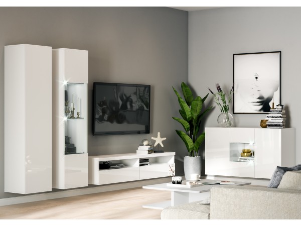 Гостиная Флорис Вариант №6 Белый Глянец, Белый