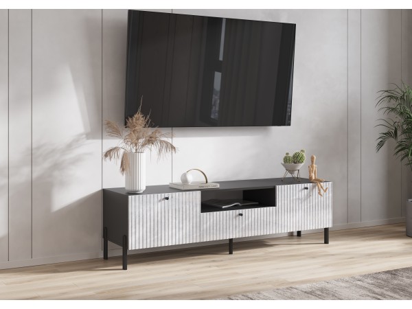 Оливия Тумба ТВ малая металл Мрамор Глянец, Графит