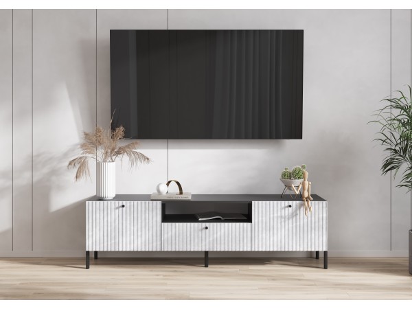 Оливия Тумба ТВ малая металл Мрамор Глянец, Графит