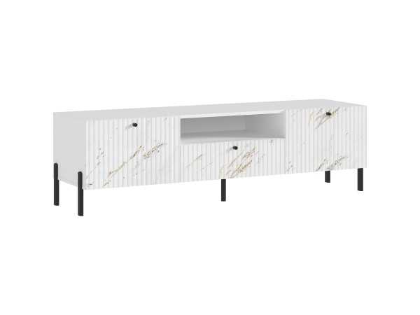 Оливия Тумба ТВ малая металл Мрамор Золото, Белый