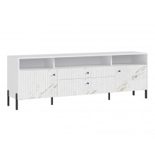 Оливия Тумба ТВ металл Мрамор Золото, Белый