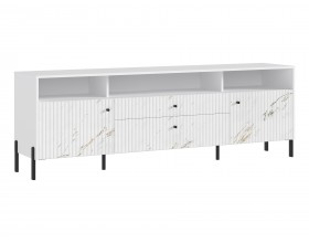 Оливия Тумба ТВ металл Мрамор Золото, Белый