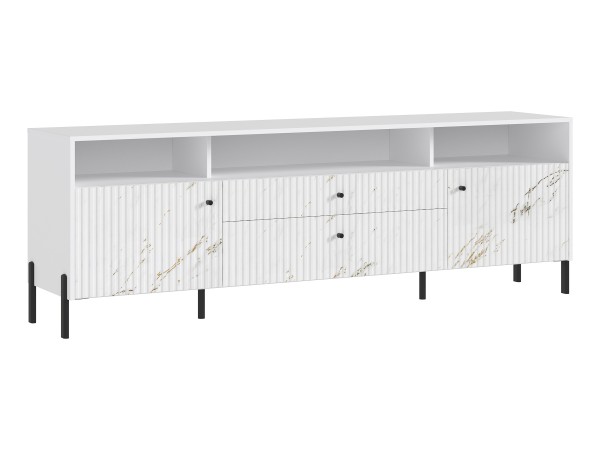 Оливия Тумба ТВ металл Мрамор Золото, Белый
