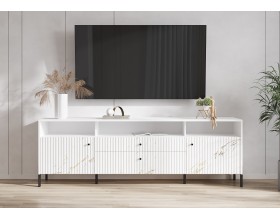 Оливия Тумба ТВ металл Мрамор Золото, Белый