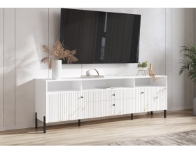 Оливия Тумба ТВ металл Мрамор Золото, Белый