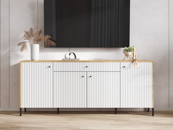 Оливия Комод металл Браш Вайт, Дуб Крафт