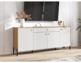 Оливия Комод металл Браш Вайт, Дуб Крафт