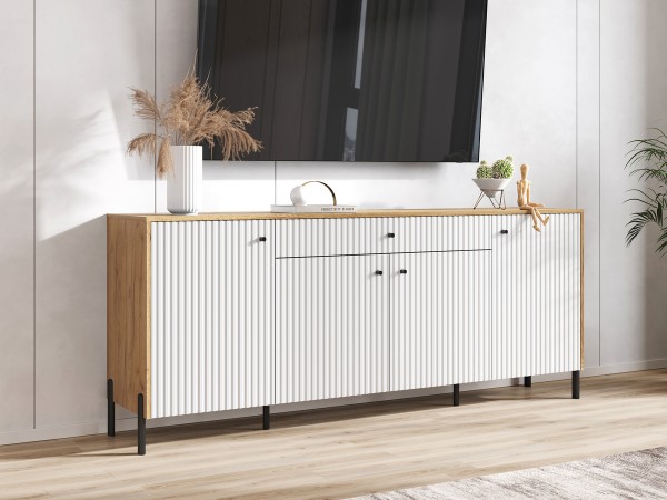 Оливия Комод металл Браш Вайт, Дуб Крафт