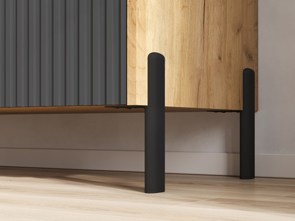 Оливия Комод металл Графит Софт NEW, Дуб Крафт