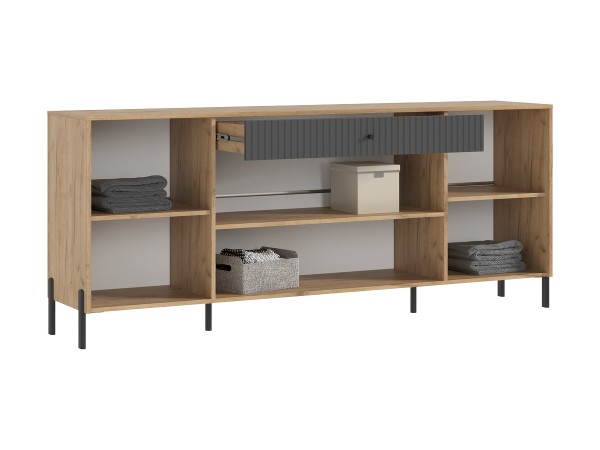 Оливия Комод металл Графит Софт NEW, Дуб Крафт