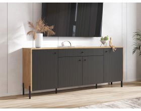 Оливия Комод металл Графит Софт NEW, Дуб Крафт