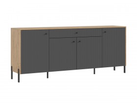 Оливия Комод металл Графит Софт NEW, Дуб Крафт