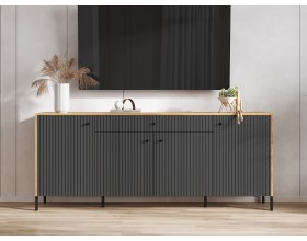 Оливия Комод металл Графит Софт NEW, Дуб Крафт