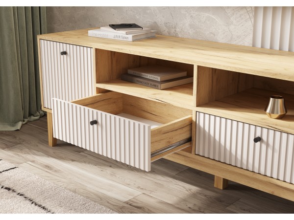 Оливия Тумба ТВ 2 двери 2 ящика Кашемир, Дуб Крафт