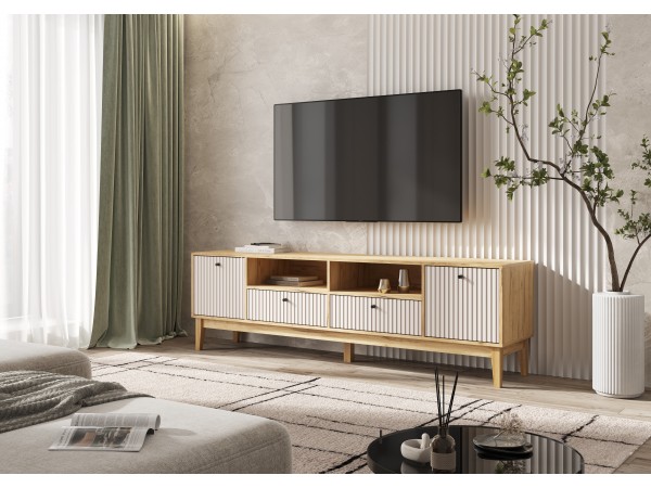 Оливия Тумба ТВ 2 двери 2 ящика Кашемир, Дуб Крафт