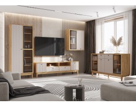 Оливия Тумба ТВ 2 двери 2 ящика Кашемир, Дуб Крафт