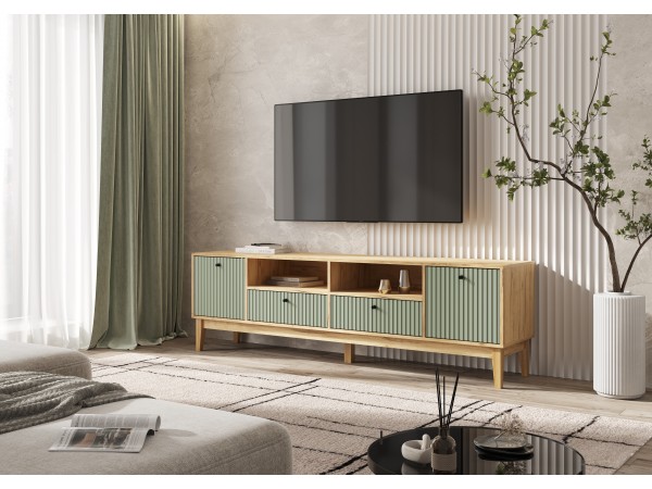 Оливия Тумба ТВ 2 двери 2 ящика Олива софт, Дуб Крафт