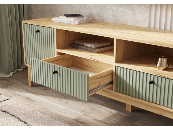 Оливия Тумба ТВ 2 двери 2 ящика Олива софт, Дуб Крафт