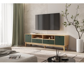 Оливия Тумба ТВ 2 двери 2 ящика Браш Мени Грин, Дуб Крафт