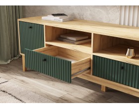 Оливия Тумба ТВ 2 двери 2 ящика Браш Мени Грин, Дуб Крафт