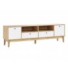 Оливия Тумба ТВ 2 двери 2 ящика Браш Вайт, Дуб Крафт