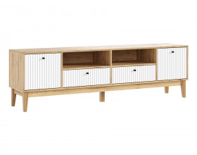 Оливия Тумба ТВ 2 двери 2 ящика Браш Вайт, Дуб Крафт