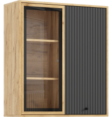 Оливия Шкаф навесной рамка AGT Браш Графит, Дуб Крафт