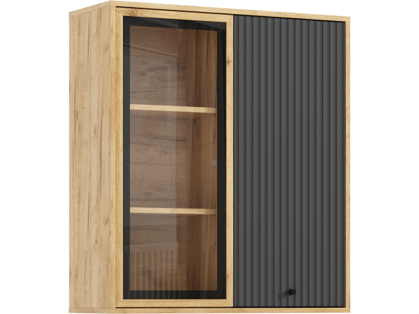 Оливия Шкаф навесной рамка AGT Браш Графит, Дуб Крафт