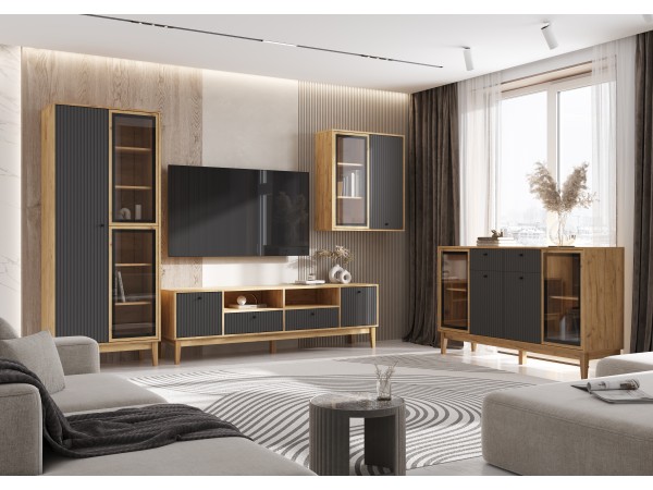 Оливия Шкаф рамка AGT Браш Графит, Дуб Крафт